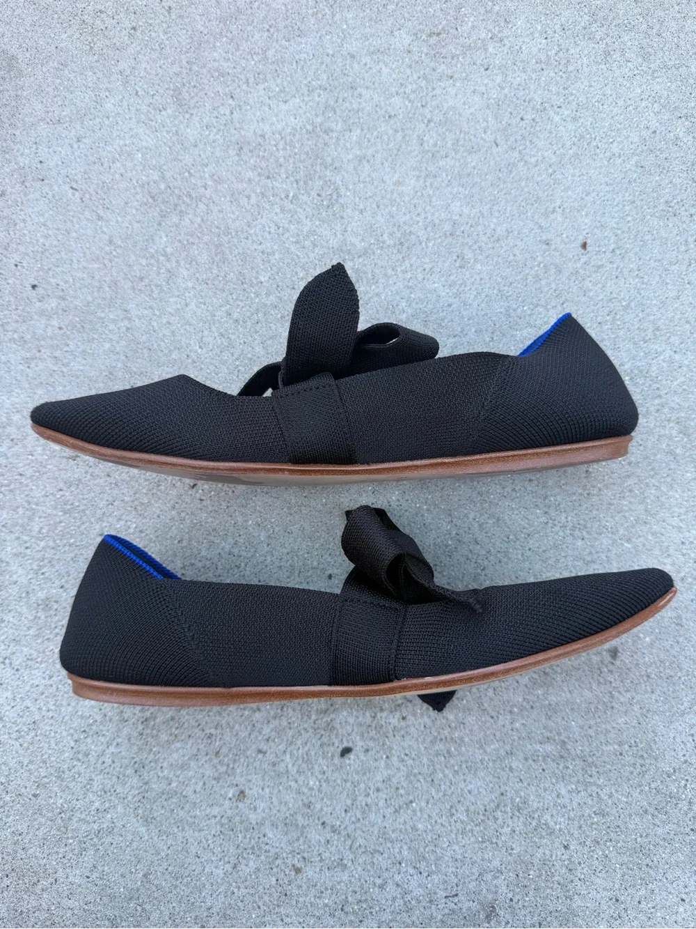 Rothy’s The Point Mary Jane Black Flats with Bow Classic Women’s Size 8